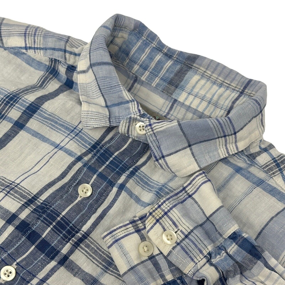 The Territory Ahead Button Up Shirt Mens Large Tall Blue Linen Lightweight read