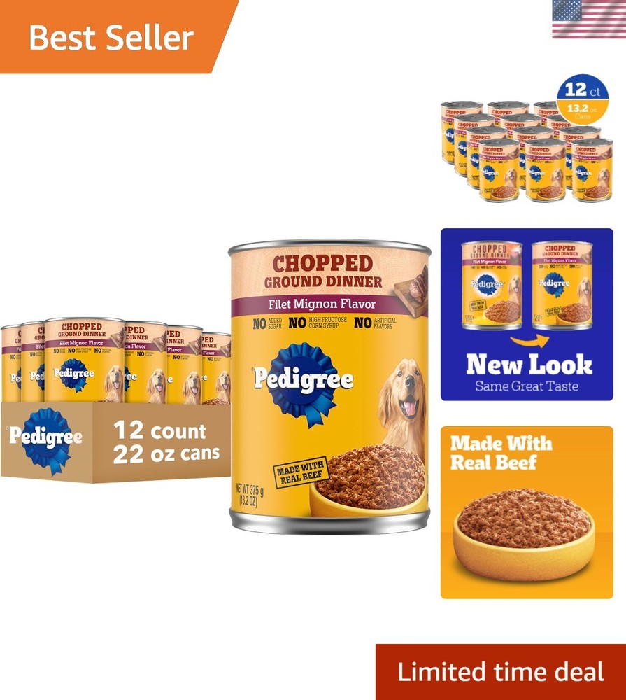 Premium Filet Mignon Wet Dog Food with Real Beef - 12 Cans