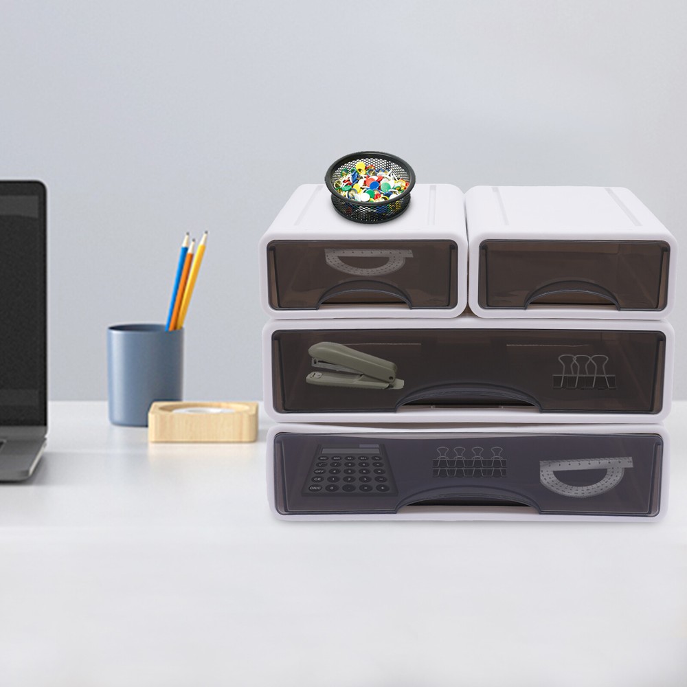 Drawer Stackable Storage Box Desktop Organizer Container Office Bedroom Storage