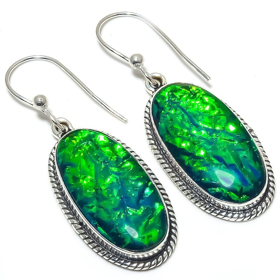 Triplet Opal Gemstone Handmade Silver Earrings Jewelry 2