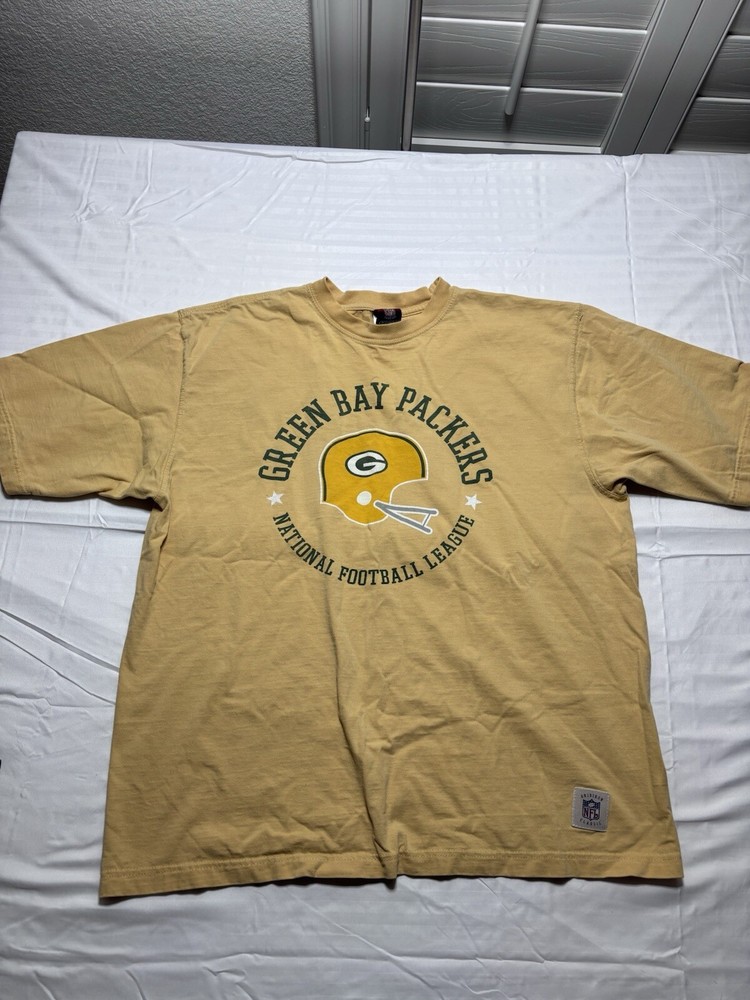 Green Bay Packers Shirt Adult Large Yellow Graphic Logo NFL Football Sports Mens