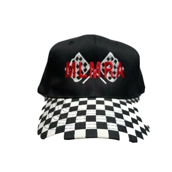 MLMRA Black Checkered Flag Snapback Cap Trucker Hat