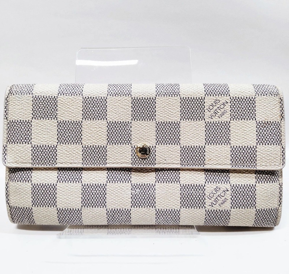 Louis Vuitton LV Long Wallet Sarah White Damier Azur