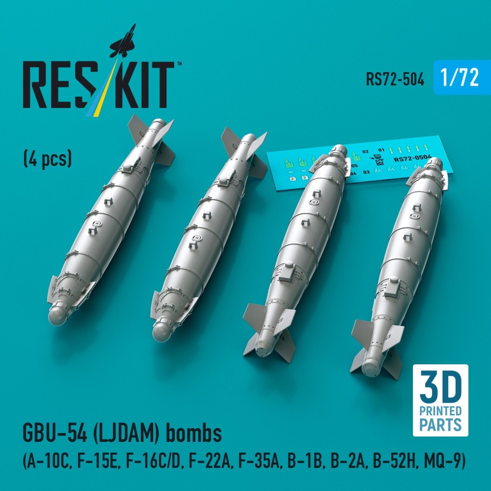 GBU-54 (LJDAM) bombs (4 pcs) Scale 1:72 ResKit RS72-0504 for Model Kit Aircraft