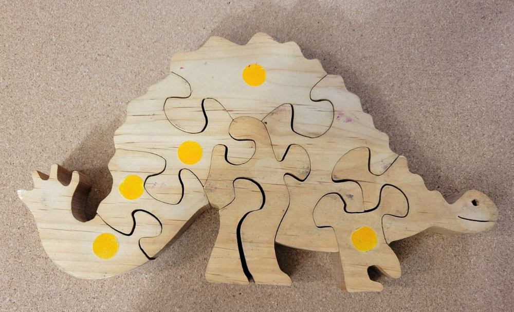 x 3 Large Block Kids Puzzles Alligator Airplane Dinosaur 1 in Thick Kids Gift