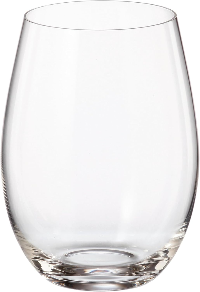 Stemless Crystalite Pollo Mergus Lead-Free Wine Glasses Set of 6
