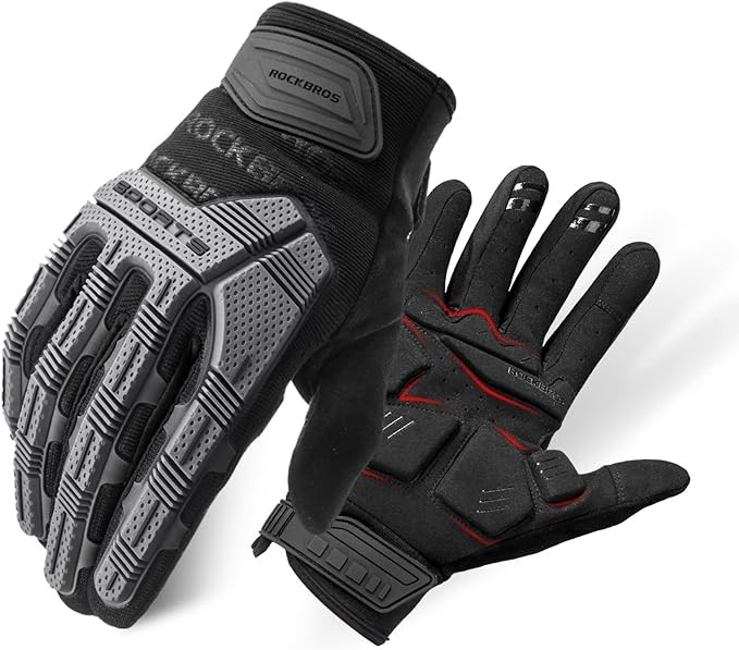 ROCKBROS Mountain Bike Gloves with Gel Pad Touch Screen Knuckle Protection Black