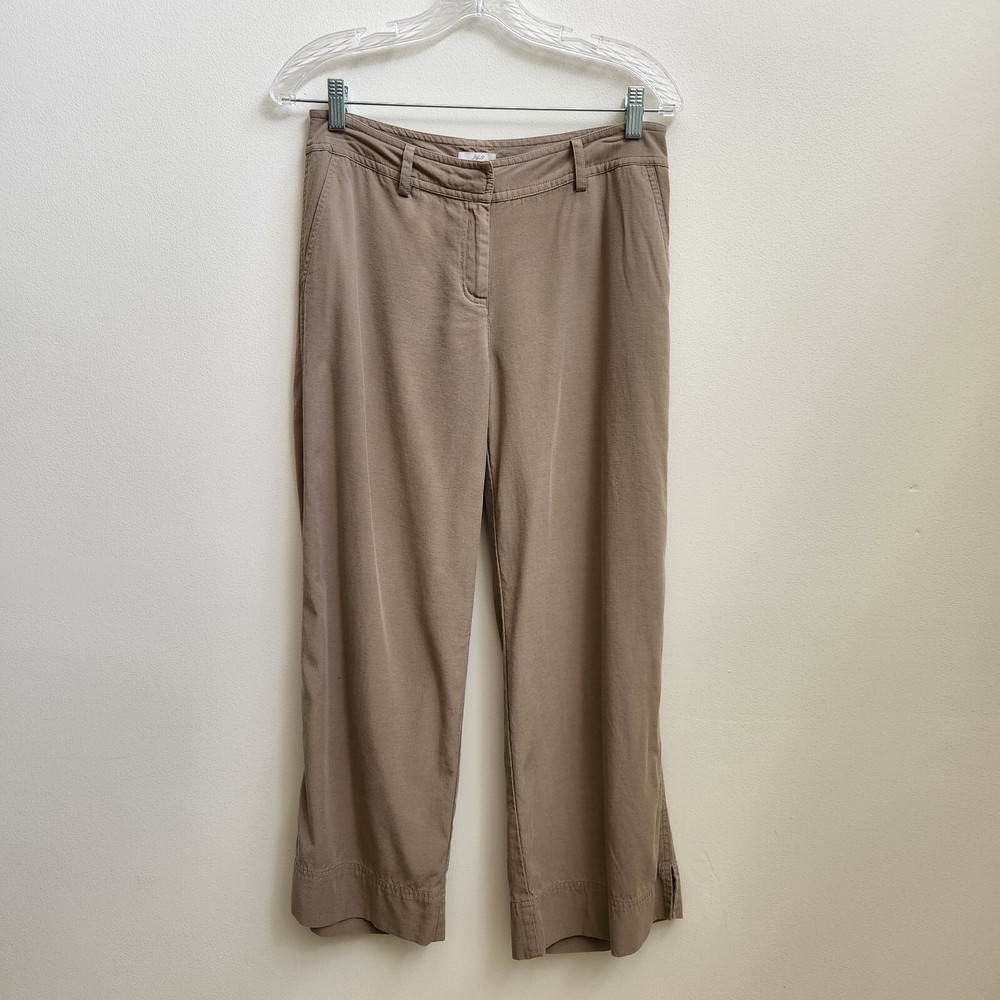 J Jill Beige Straight Leg Pants Size 4 Womens Ankle Slit Pockets Zip