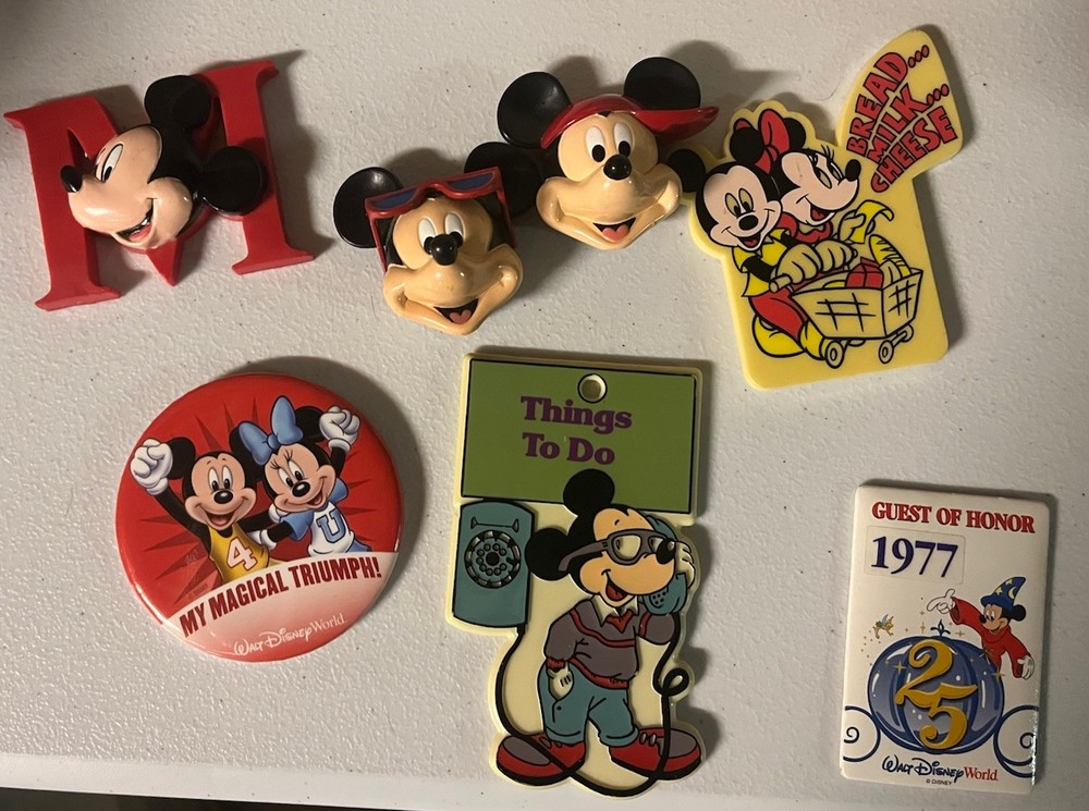 Vintage Disney Mickey Mouse Refrigerator Magnets Set Of 7