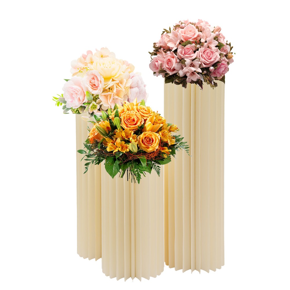3PCS Cylinder Flowers Stand Columns Display Foldable Cardboard Wedding Decor