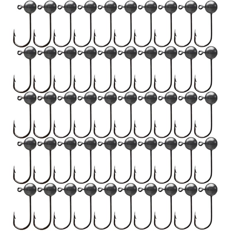 100Pcs Round Jig Heads for Crappie Bass Bluegill Fishing Lures 1/64 1/32 1/16 oz Weights