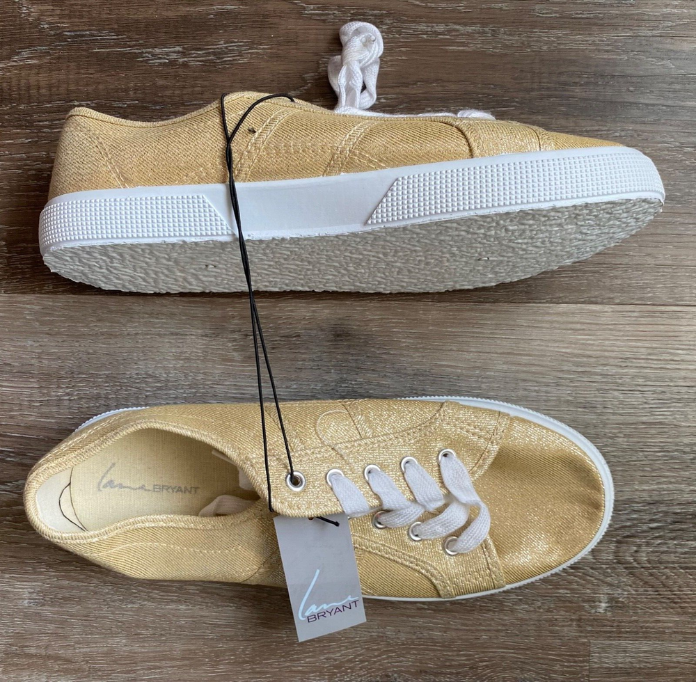 LANE BRYANT NEW Gold Sparkly Low Top Sneakers~Ladies Size 10W~10  Wide~S921240~