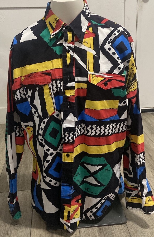 WRANGLER 90's southwest/cowboy shirt multi-color men’s size Large 17x35