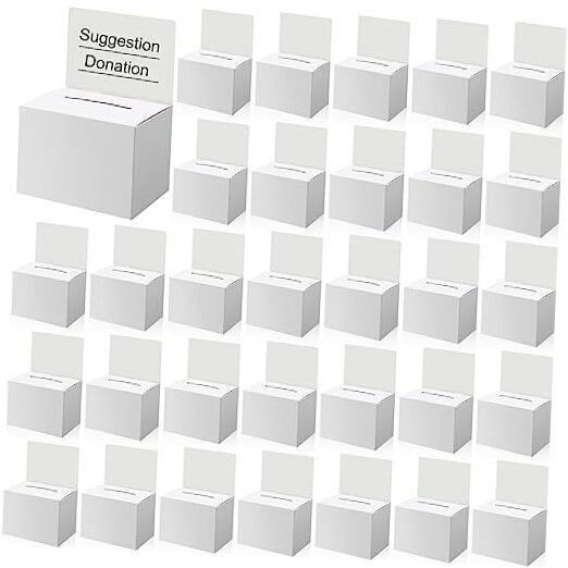 100 Pcs Raffle Box Ballot Box with Slot Donation Box for Fundraising White