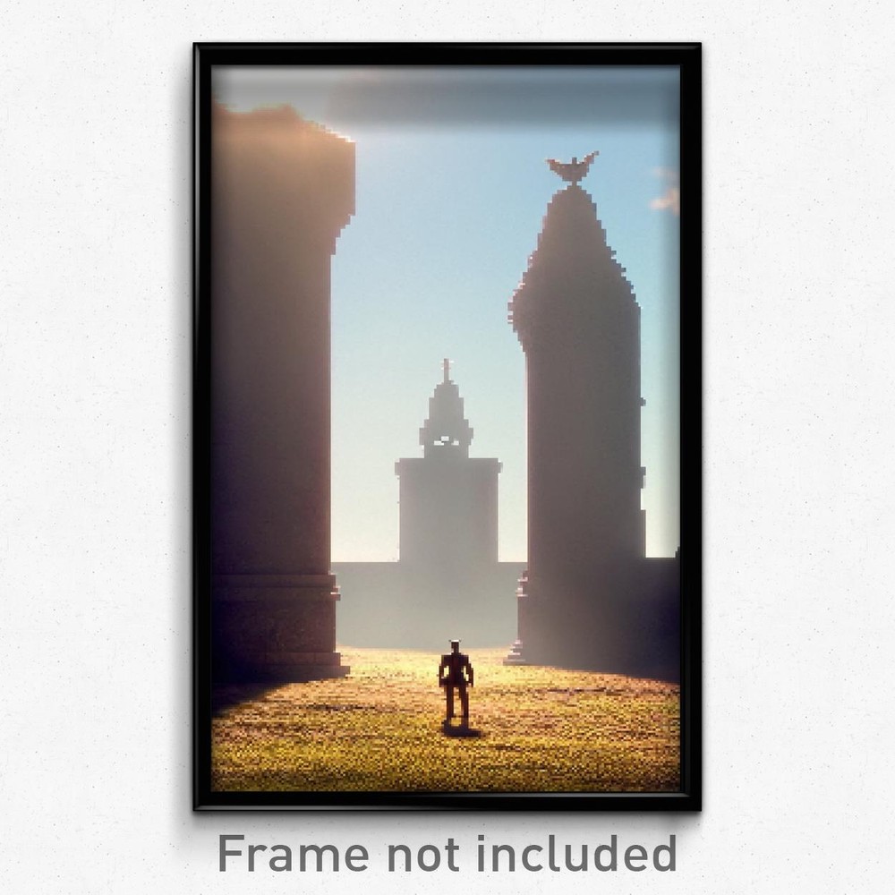 Pixel Art Poster - Simplistic Demesne (8 Bit Psychedelic Video Game Print)
