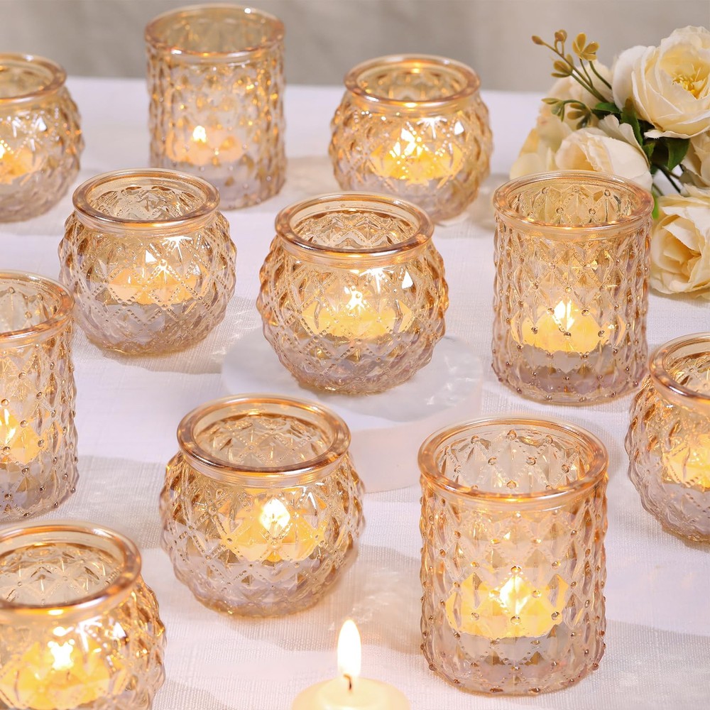 24-Piece Gold Votive Candle Holders Bulk Set for Elegant Table Centerpieces