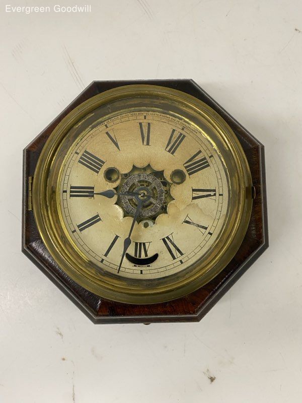 vintage Seth Thomas octagonal marine lever wall clock for parts/repair