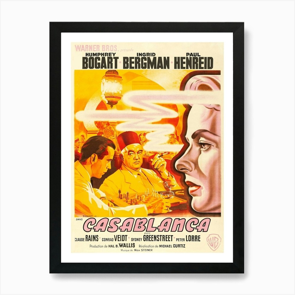 Casablanca, Vintage Movie Poster, 1 Framed Wall Art Poster Canvas Print Picture