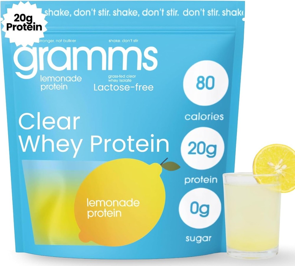 Lemonade Clear Protein Powder with 20g Grass-Fed Whey Isolate for Bulk Muscle Support