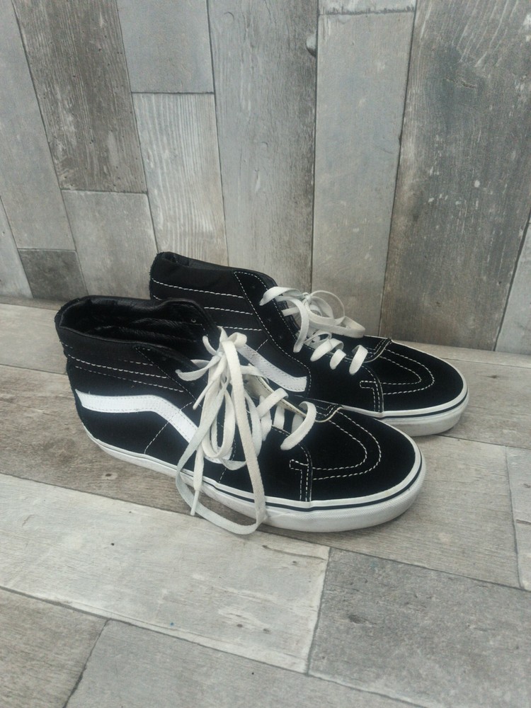 Vans Old Skool Sk8 Hi Canvas Black White Adult Mens 8 Women's 9.5 Skate