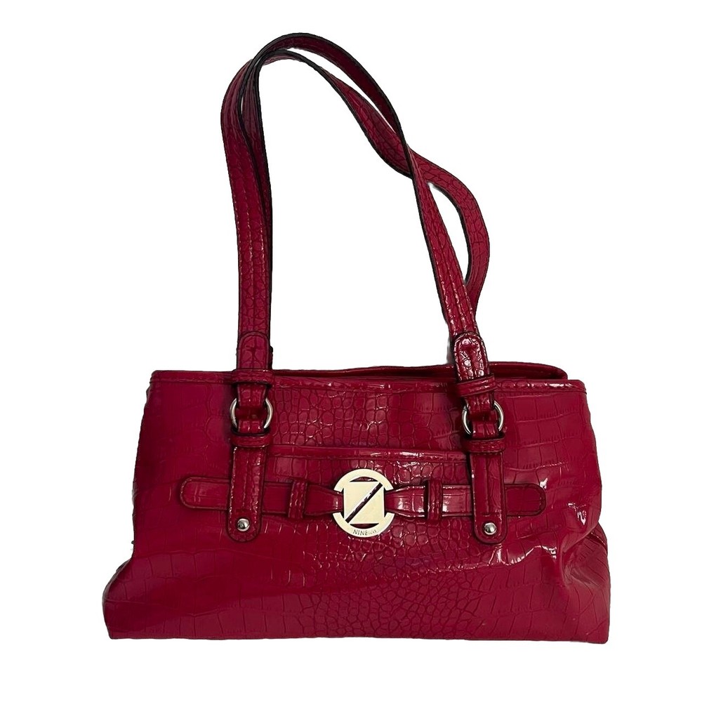 Nine & Co  Y2K Red Faux Leather Purse Shoulder Bag Silver Buckle