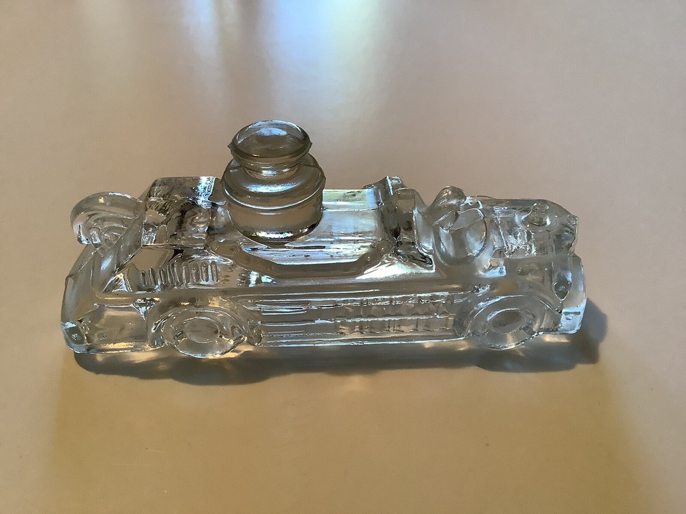 VINTAGE GLASS TOY CANDY CONTAINER   FIRE TRUCK  PUMPER
