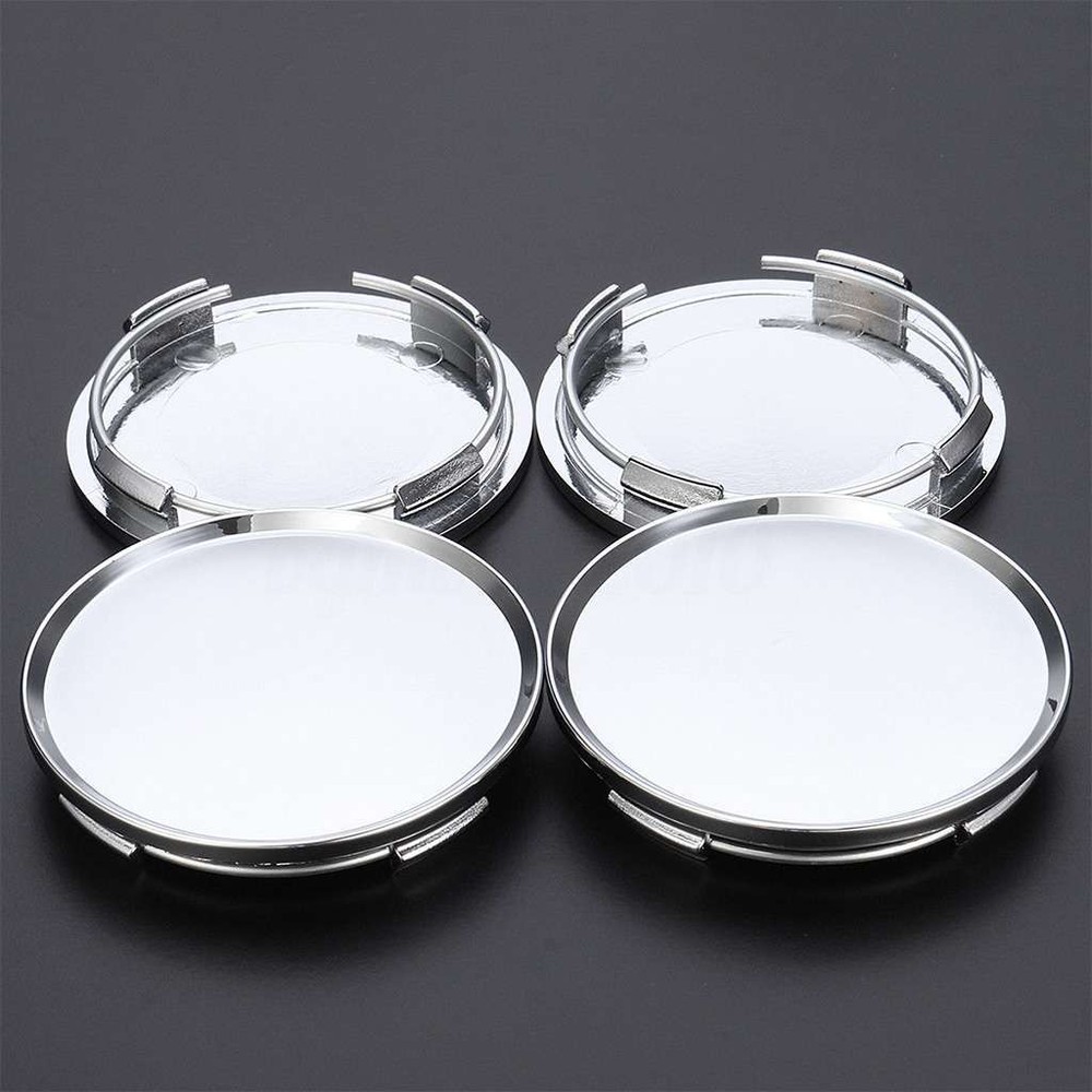 4PCS 63mm Silver Snap-On Wheel Hub Caps for Cars No Emblem