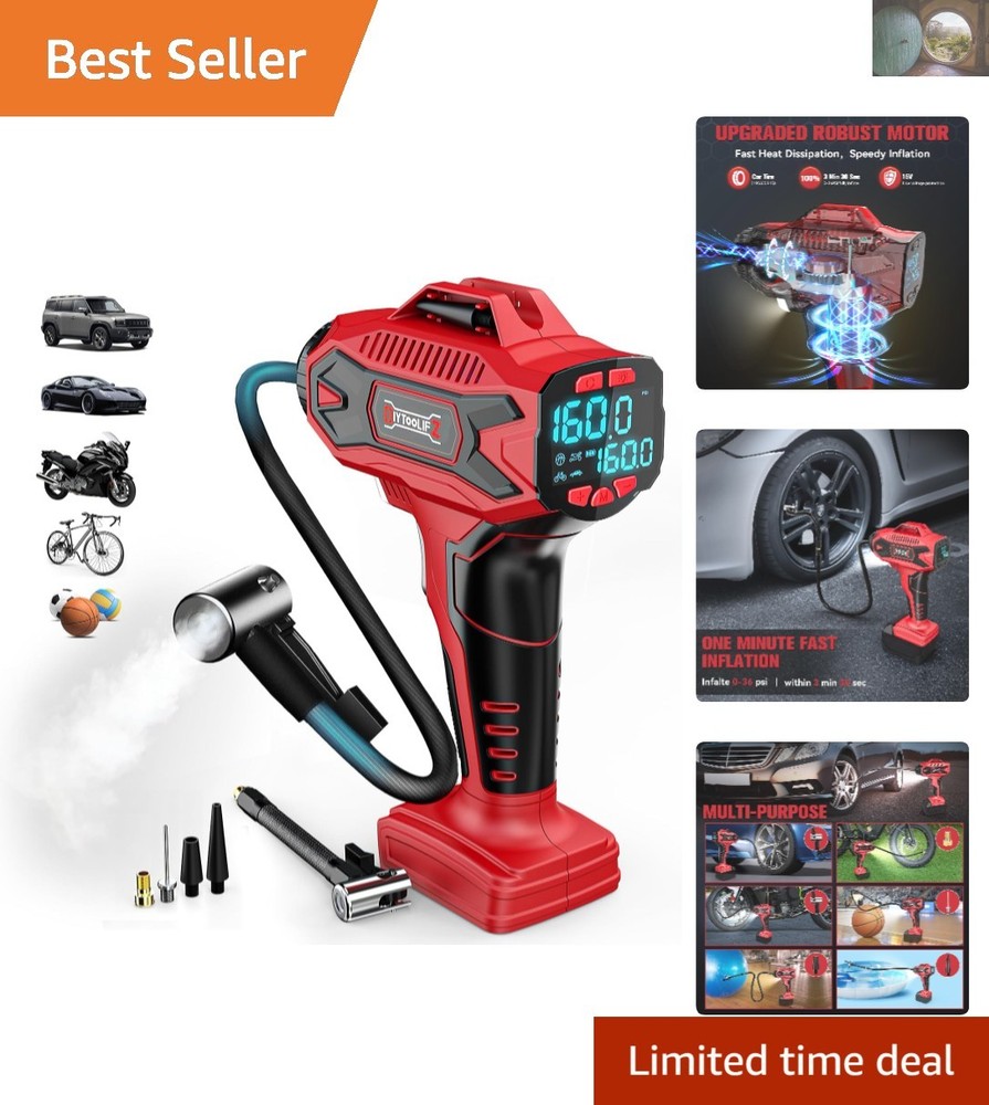Rapid Inflation Handheld Air Pump with LED Light - Compatible with Milwaukee 18V