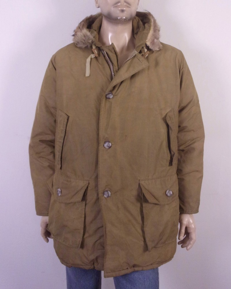 vintage 70s 80s Woolrich USA Goose Down Arctic Parka Jacket Coyote Fur Hood SZ L