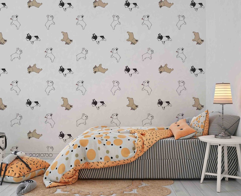 3D Hand Drawn Bulldog Pattern Wall Murals Wallpaper Murals Wall Sticker