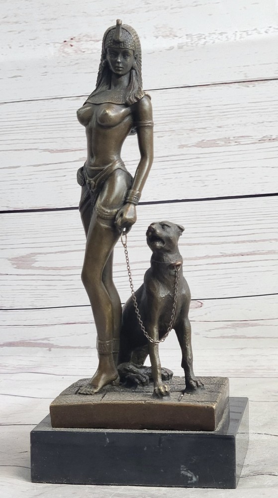 European Bronze Bastet Panther Goddess Sculpture Egyptian Figurine Gift