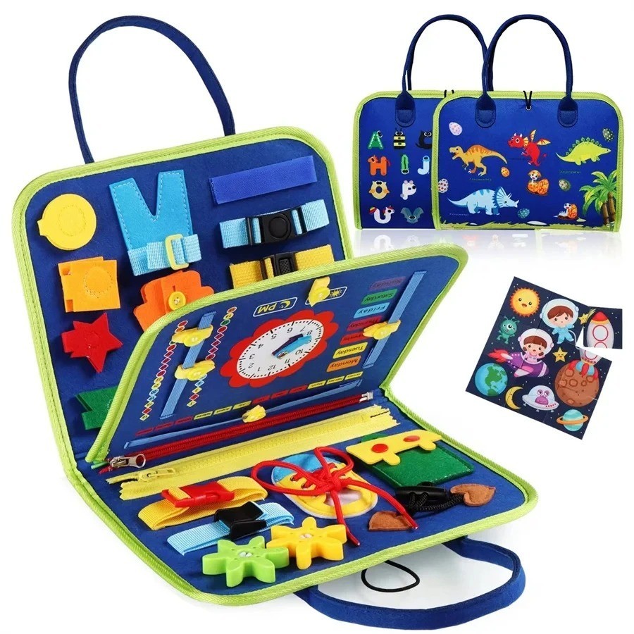Busy Board Montessori Toy for Toddlers Travel Sensory Book for Fine Motor Skills