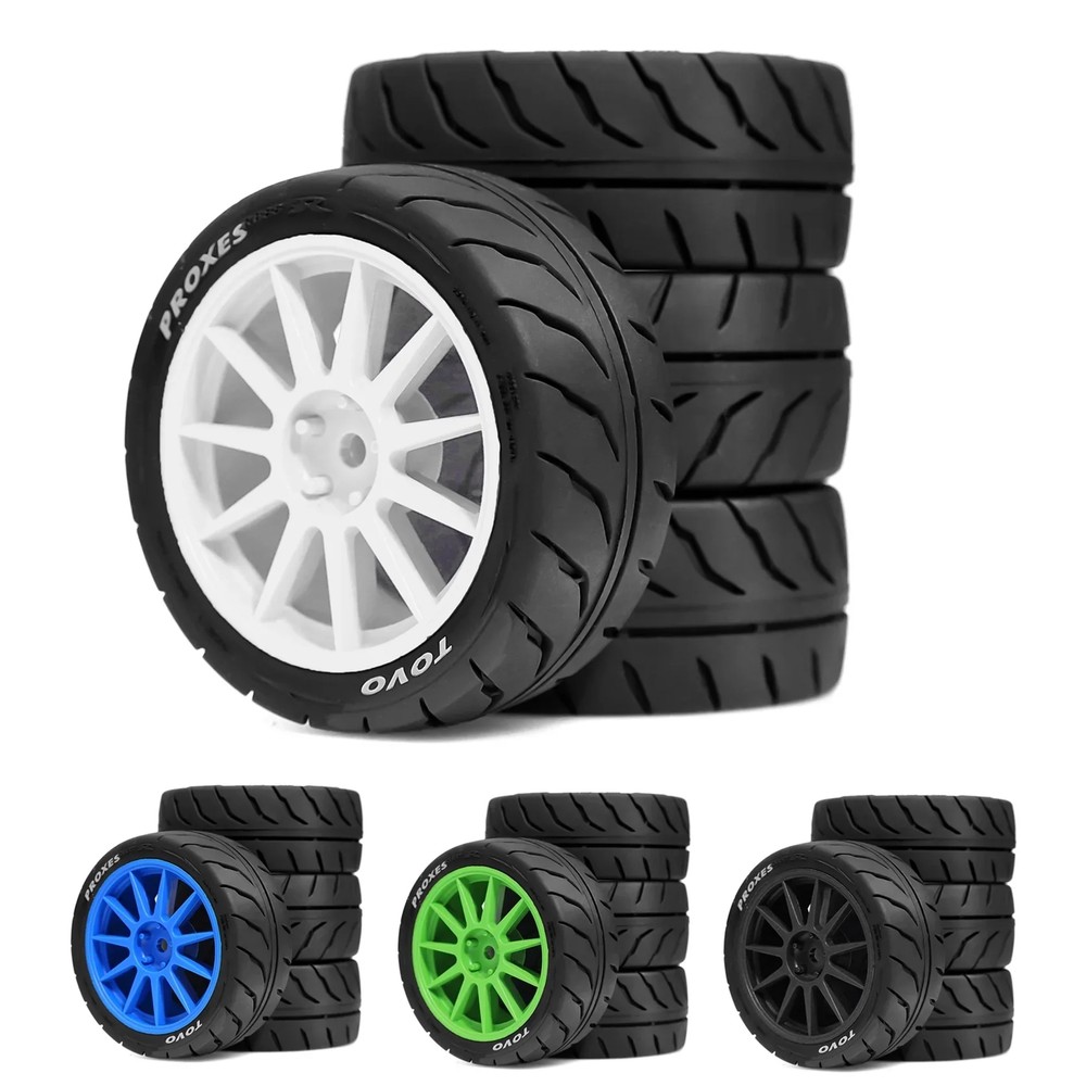 68mm 12mm Hex Rubber Tires Wheels for Tamiya TT01 TT02 TA06 XV01 XV02 PTG-2 1/10 RC Cars