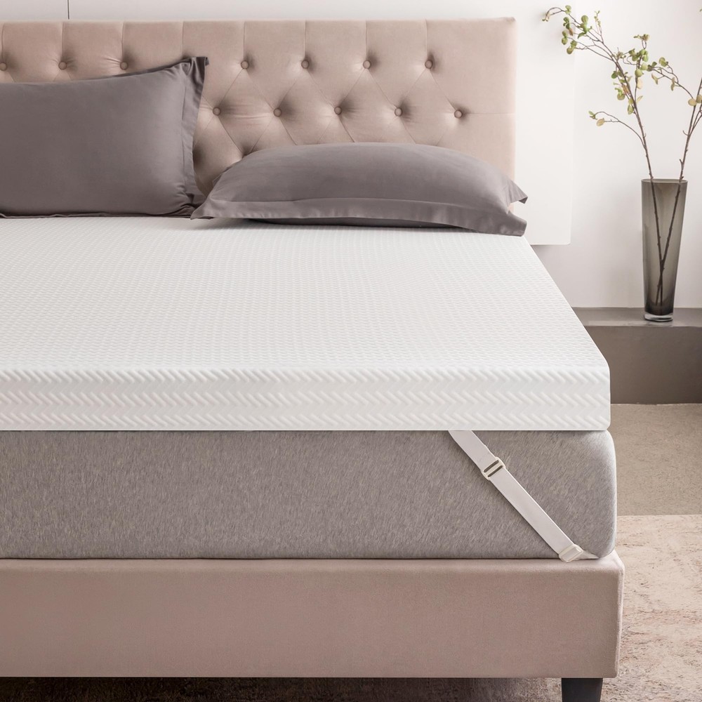 3 Inch Queen Gel Memory Foam Mattress Topper, Cooling Bed Topper with Removab...