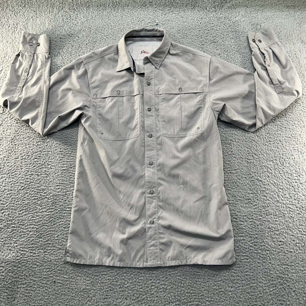 Wide World Sportsman Fishing Shirt Mens Small Button-Up Vented Micro check