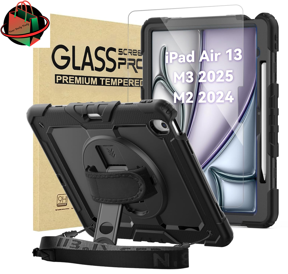 Protective Case for iPad Air 13 Inch Case (2024) with Tempered Glass Blue