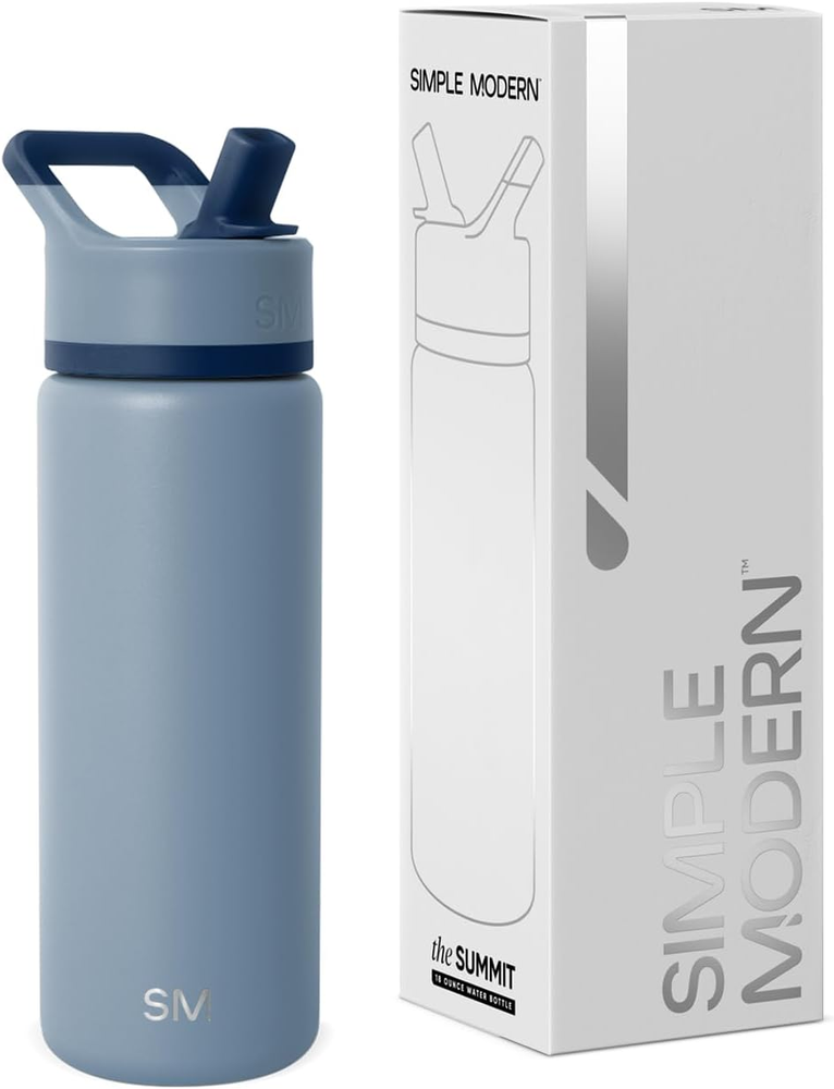Vacuum Insulated Stainless Steel Kids Water Bottle with Straw Lid and Handle - Reusable and Durable