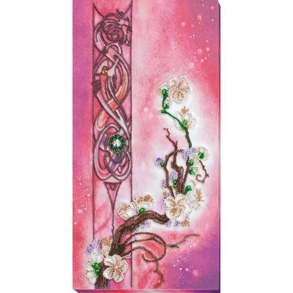 Bead embroidery kit Sakura blossom needlework kit Art canvas beadwork pattern