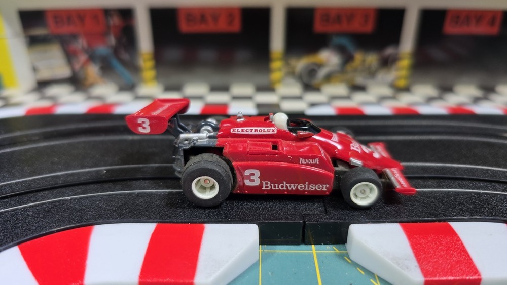 Tyco slot car 277 Red Indy Budweiser tested and runs great