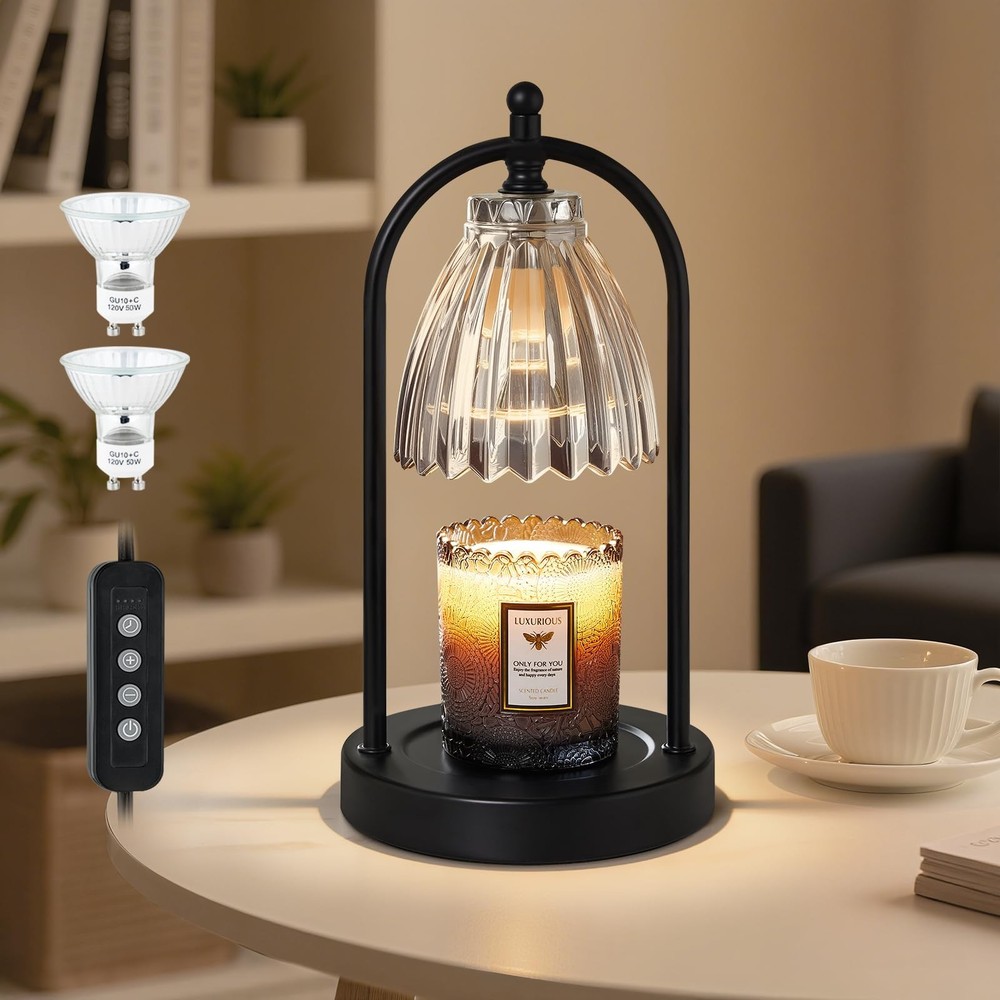 Candle Warmer Lamp, Electric Candle Warmer with Timer & Dimmer with Vintage G...