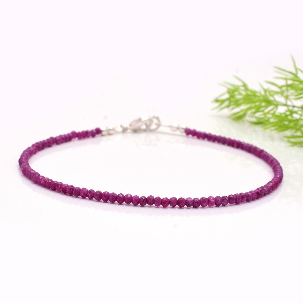 Delicate Minimalist Ruby Anklet with 22 Natural Healing Crystal Stones