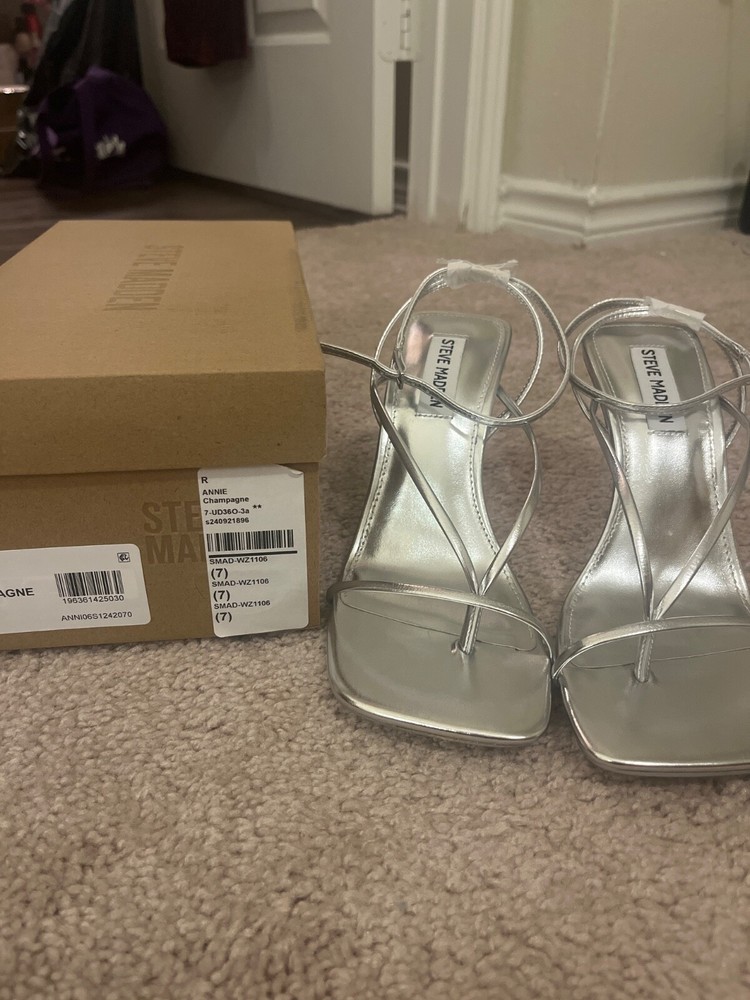 Steve Madden silver strappy stiletto heels womens size 7
