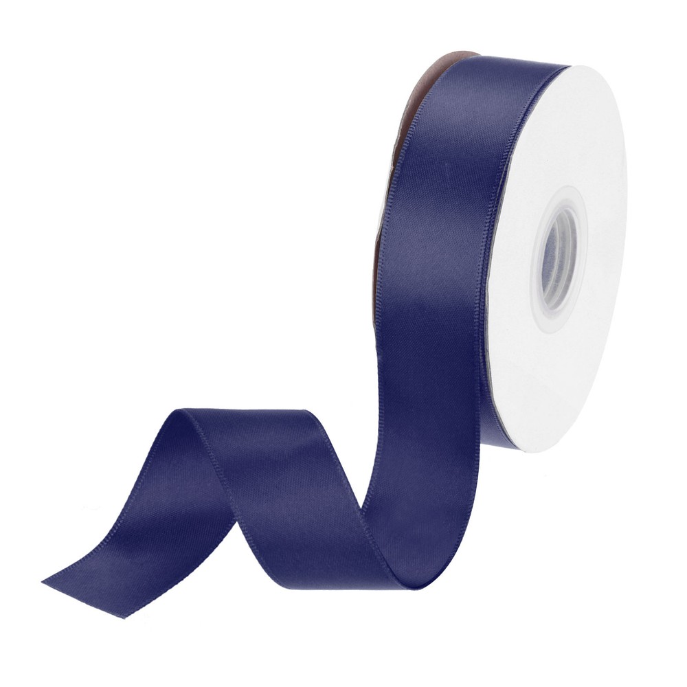1 Inch Navy Blue Double-Faced Satin Grosgrain Ribbon - 25 Yards