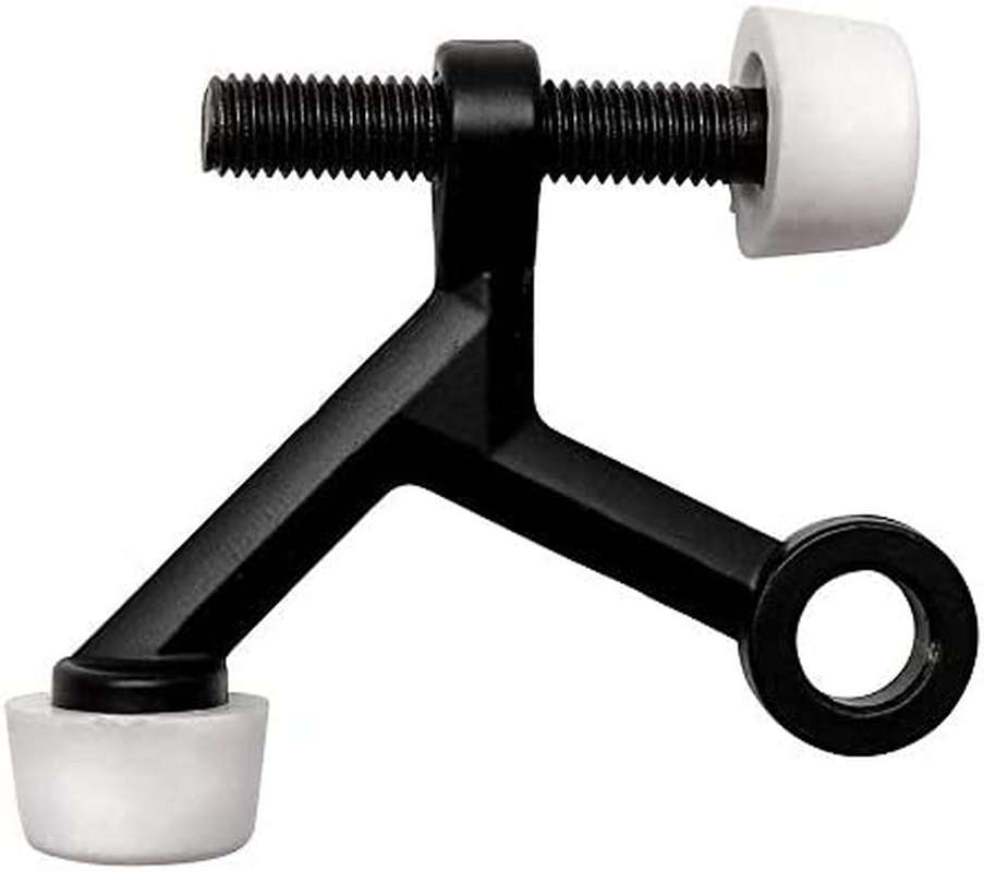 10 Pack -  Matte Black Lite Duty Hinge Pin Adjustable Door Stop with White Tips