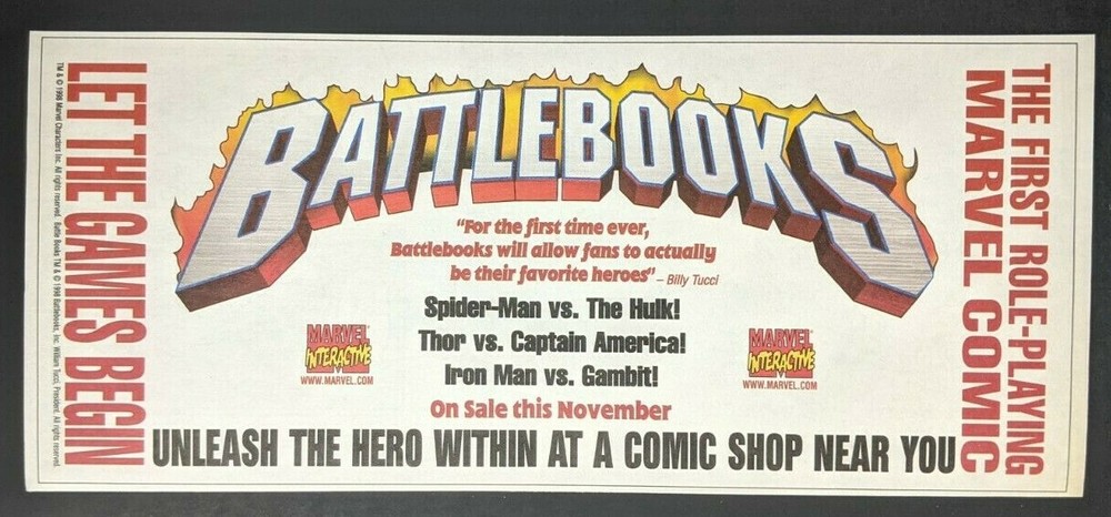 Battlebooks Marvel RPG Print Ad Comic Poster Art PROMO Original Spider-Man Hulk