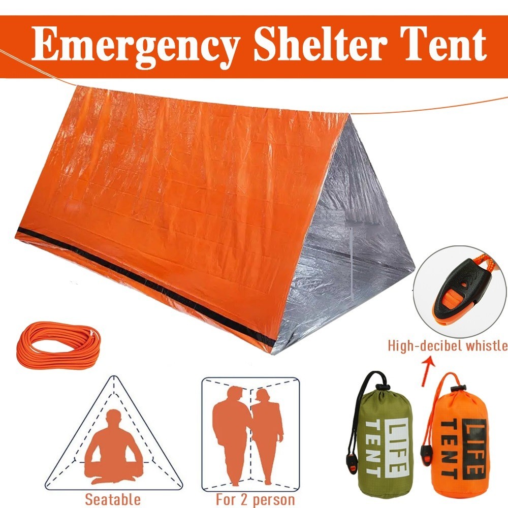 2-Person Emergency Thermal Blanket Tent – Waterproof Survival Shelter for Camping