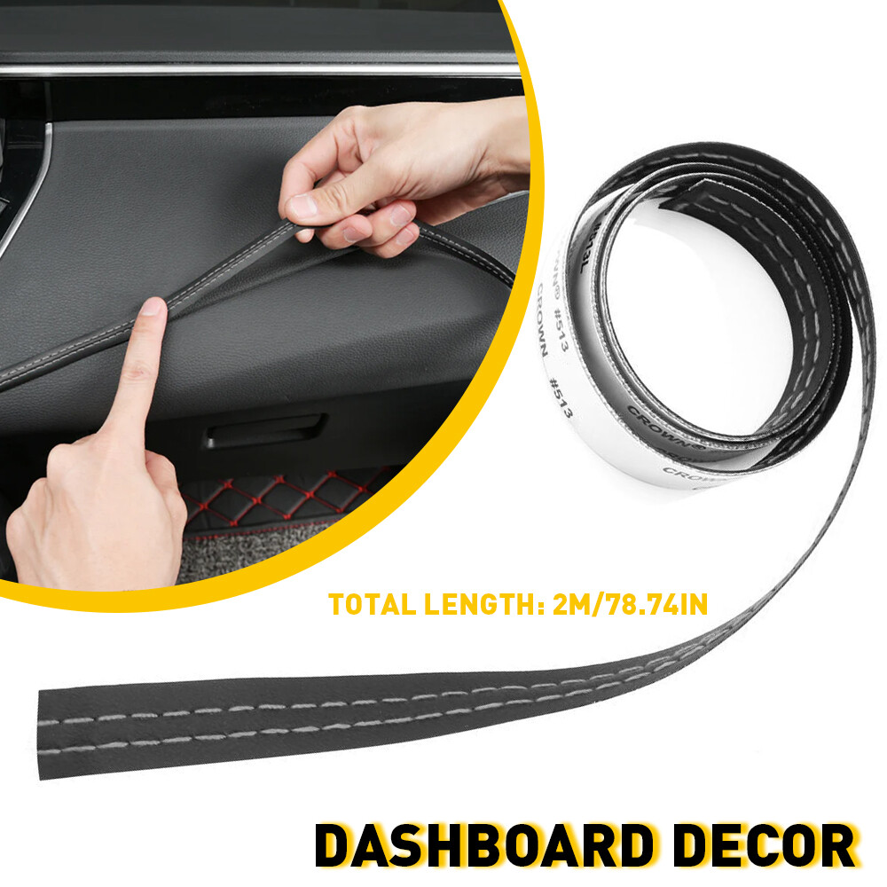 2M PU Leather Car Dashboard Decor Strip Moulding Sticker Line Trim Accessories