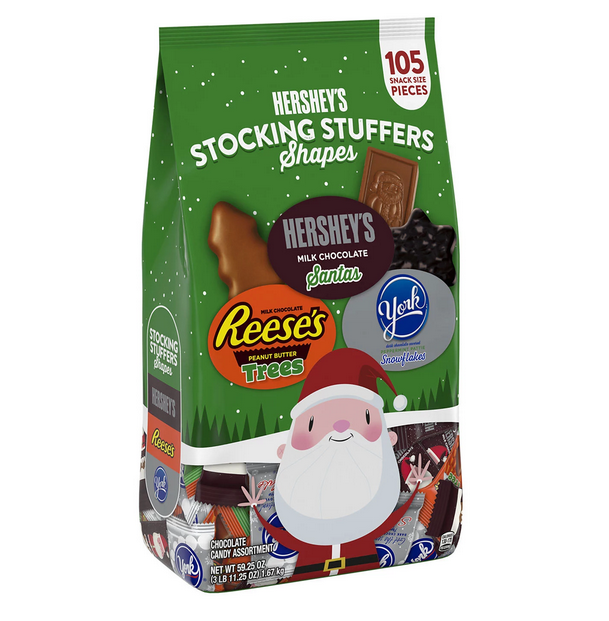 HERSHEY'S Stocking Stuffers, Christmas Variety Pack Candy, Snack Size, 105 pcs.