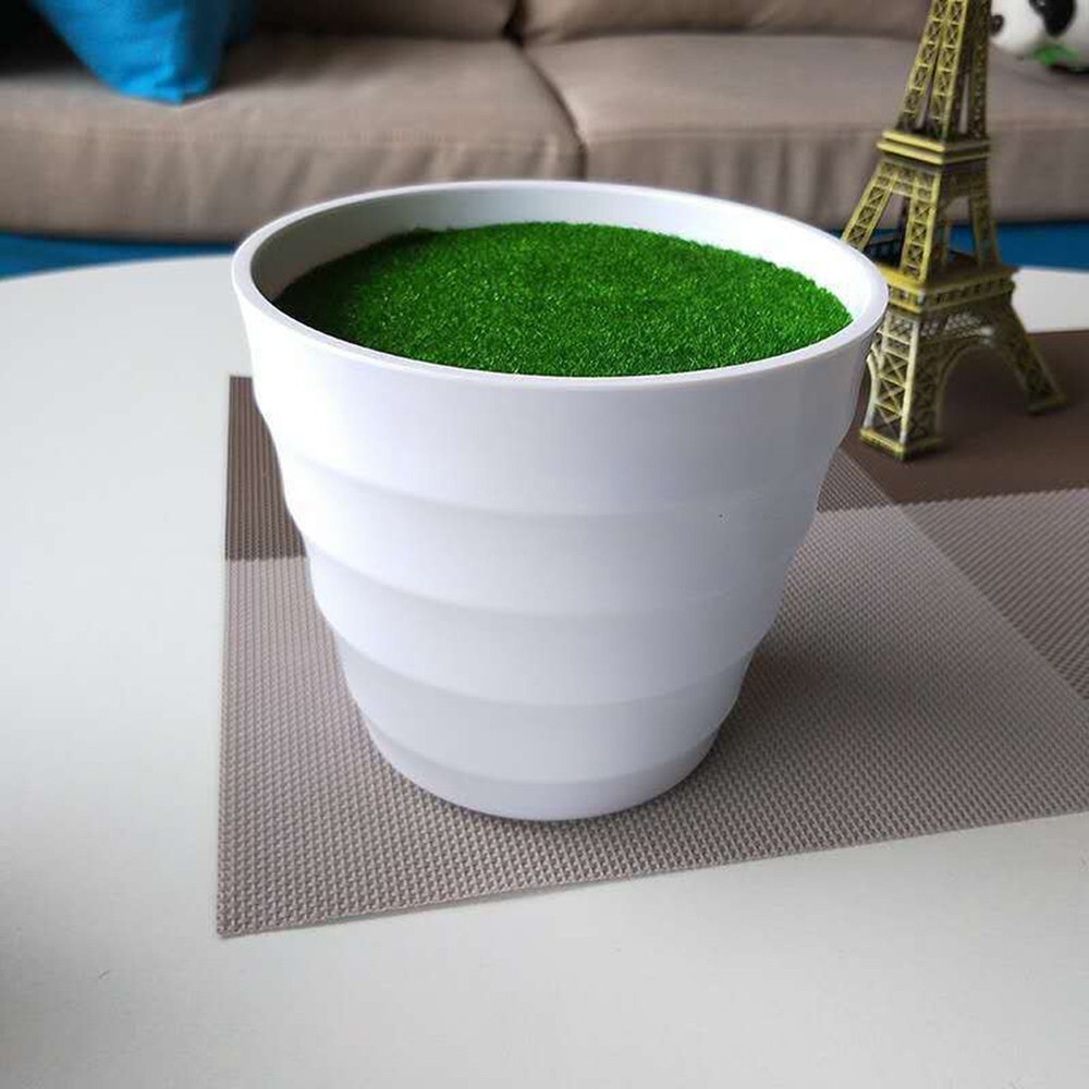 Artificial Grass Vase White Plastic Pot for Captivating Plant Decoration