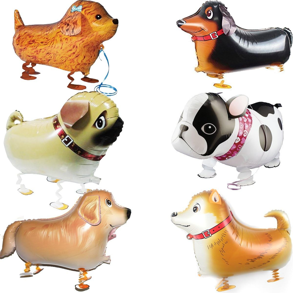 Walking Animal Balloons - 6Pcs Puppy Dog Balloons for Birthday Parties
